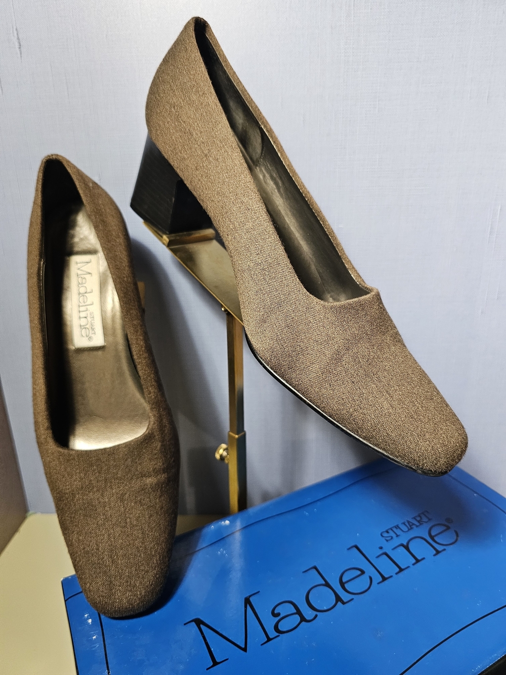 Stuart Madeline Brown Block Heel Pumps